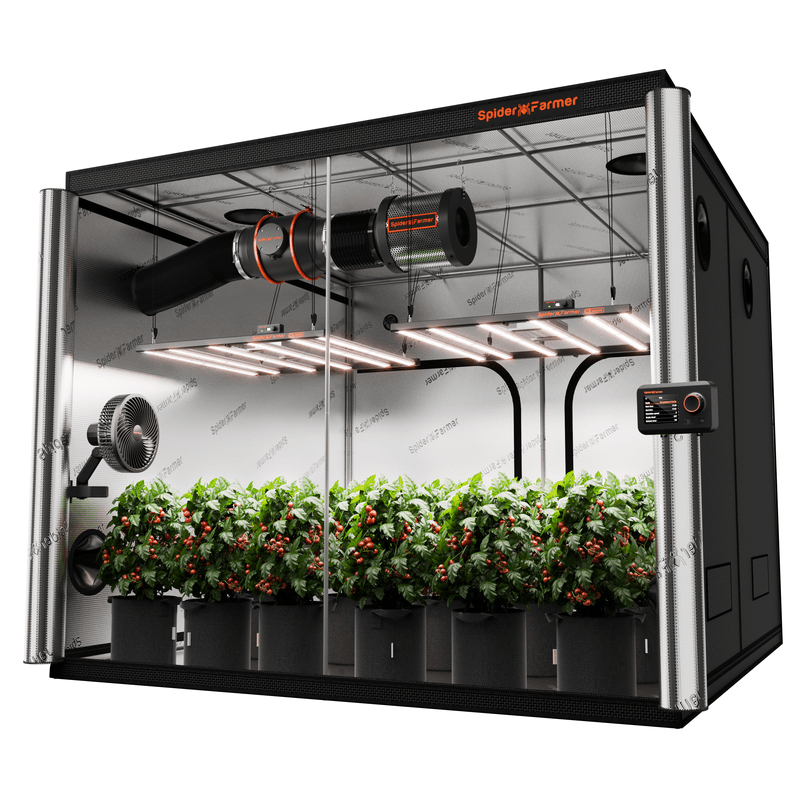 Spider Farmer 8'x8' Grow Tent Kit – 2x G5000 LED Lights, GGS Smart Control, 6" Ventilation
