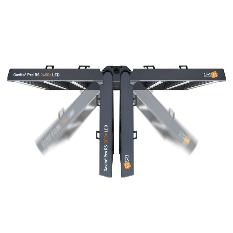 Gavita Pro RS 2400e LED Grow Light – Full-Spectrum, Commercial 208–480V showing its foldable options on a white back ground