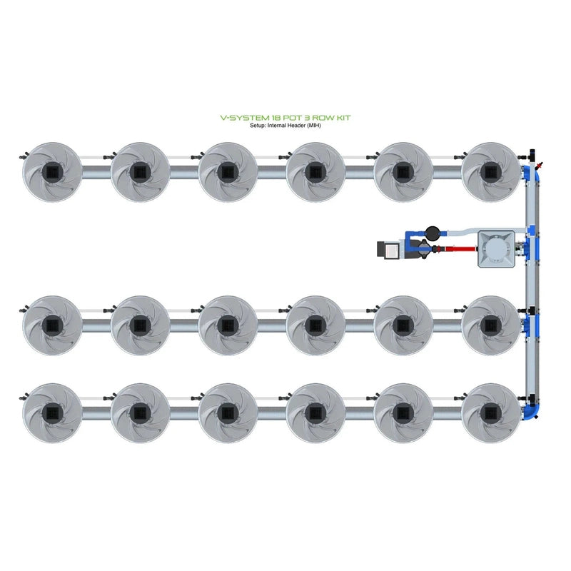 ALIEN Hydroponics V-SYSTEM 18 Pot 3 Row Hydroponic Kit internal header view #2