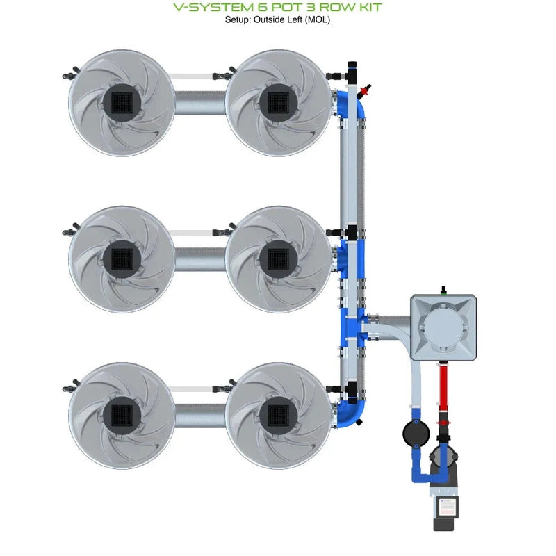 ALIEN Hydroponics V-SYSTEM 6 Pot 3 Row Hydroponic Kit mol view