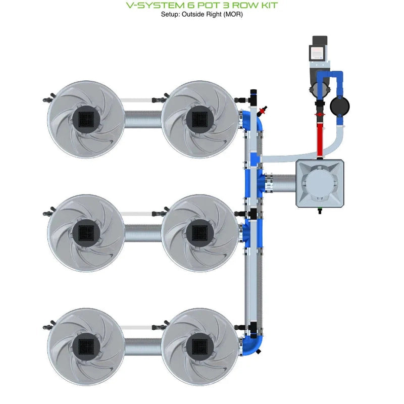 ALIEN Hydroponics V-SYSTEM 6 Pot 3 Row Hydroponic Kit mor #2 view
