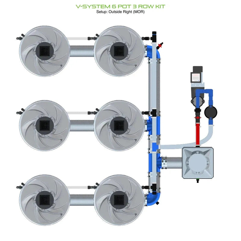 ALIEN Hydroponics V-SYSTEM 6 Pot 3 Row Hydroponic Kit mor view