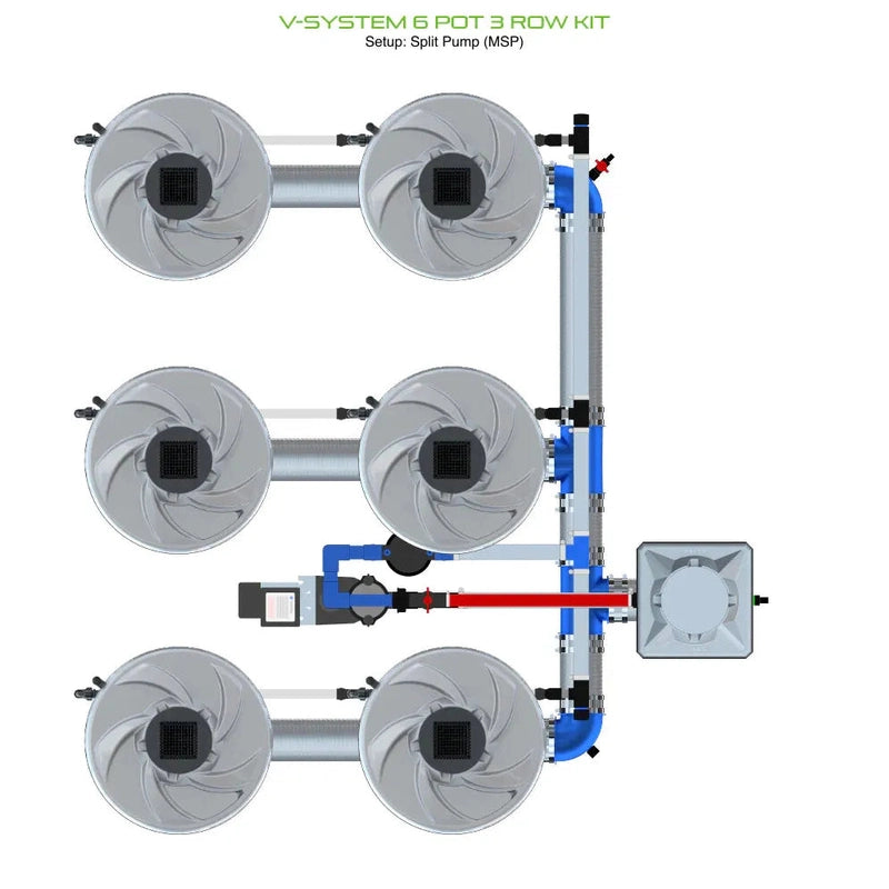 ALIEN Hydroponics V-SYSTEM 6 Pot 3 Row Hydroponic Kit msp view