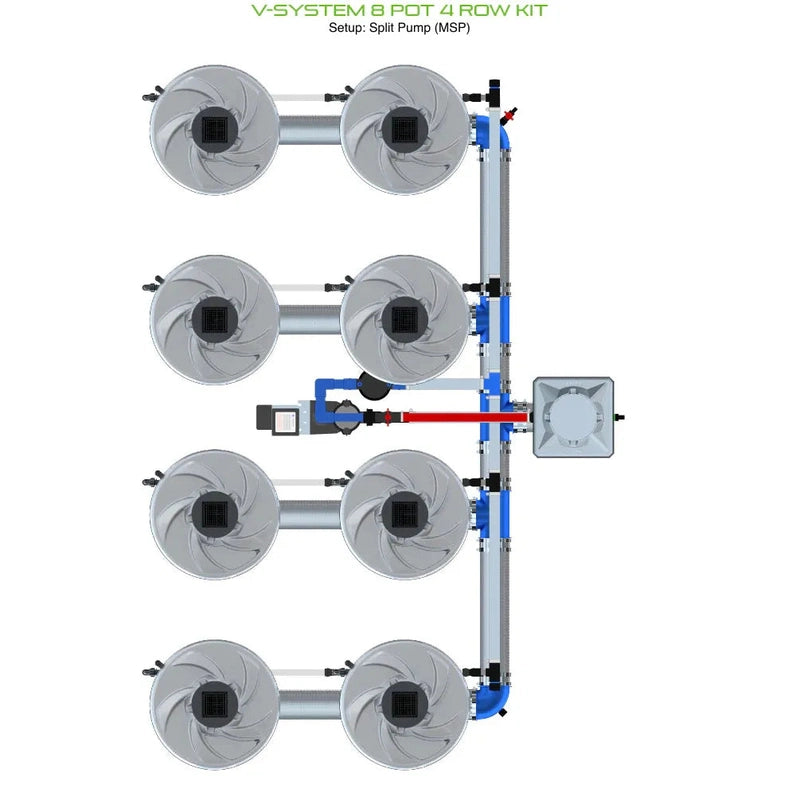 ALIEN Hydroponics V-SYSTEM 8 Pot 4 Row Hydroponic MSP view