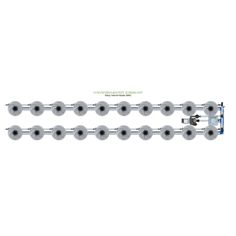 ALIEN North America ALIEN Hydroponics V-SYSTEM 20 Pot 2 Row Hydroponic Kit