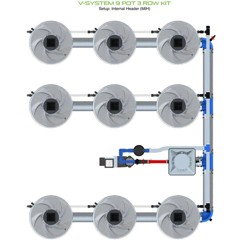 ALIEN North America ALIEN Hydroponics V-SYSTEM 9 Pot 3 Row Hydroponic Kit