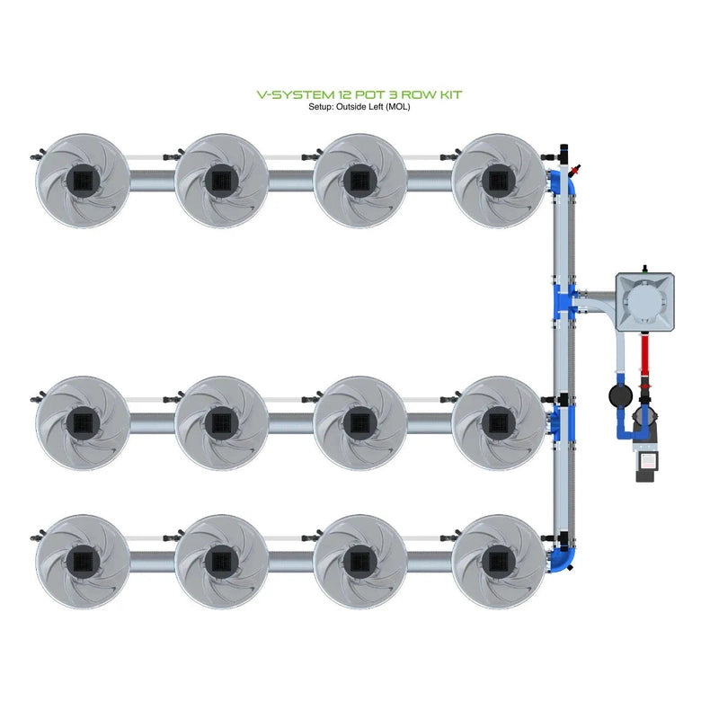 ALIEN North America ALIEN Hydroponics V-SYSTEM 12 Pot 3 Row Hydroponic Kit
