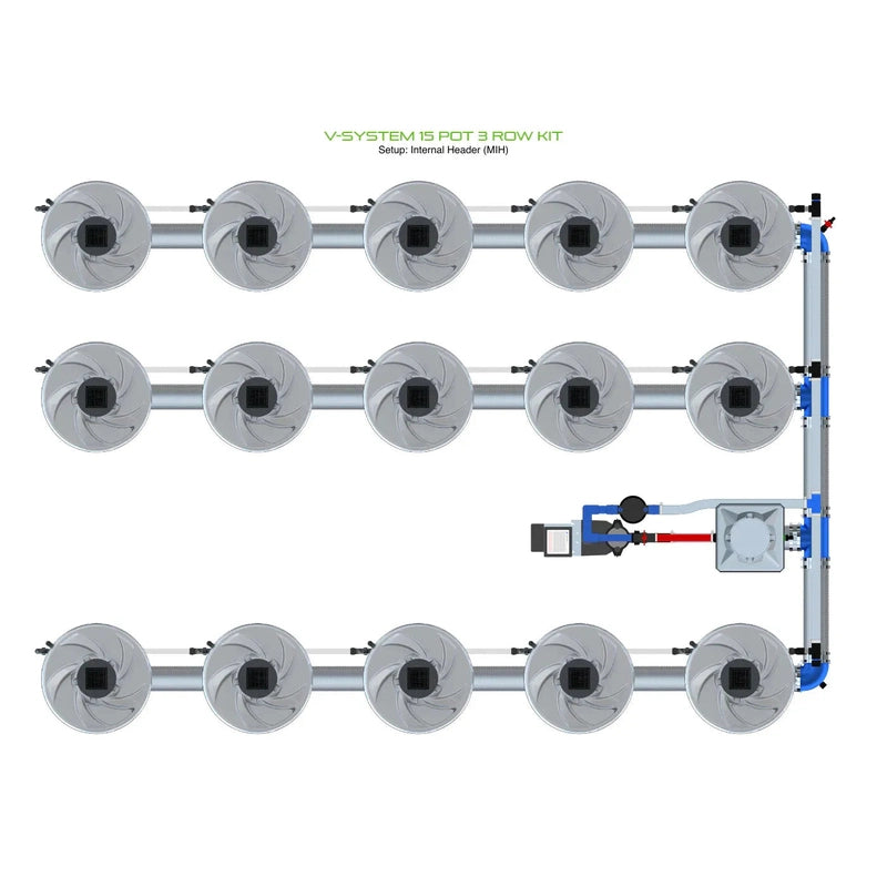 ALIEN North America ALIEN Hydroponics V-SYSTEM 15 Pot 3 Row Hydroponic Kit