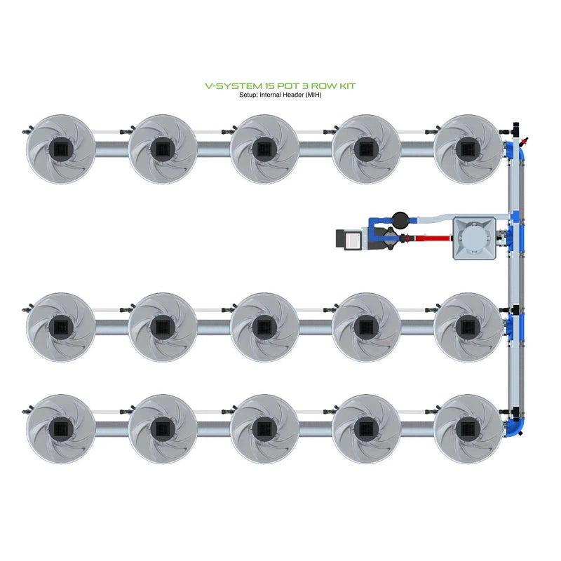 ALIEN North America ALIEN Hydroponics V-SYSTEM 15 Pot 3 Row Hydroponic Kit