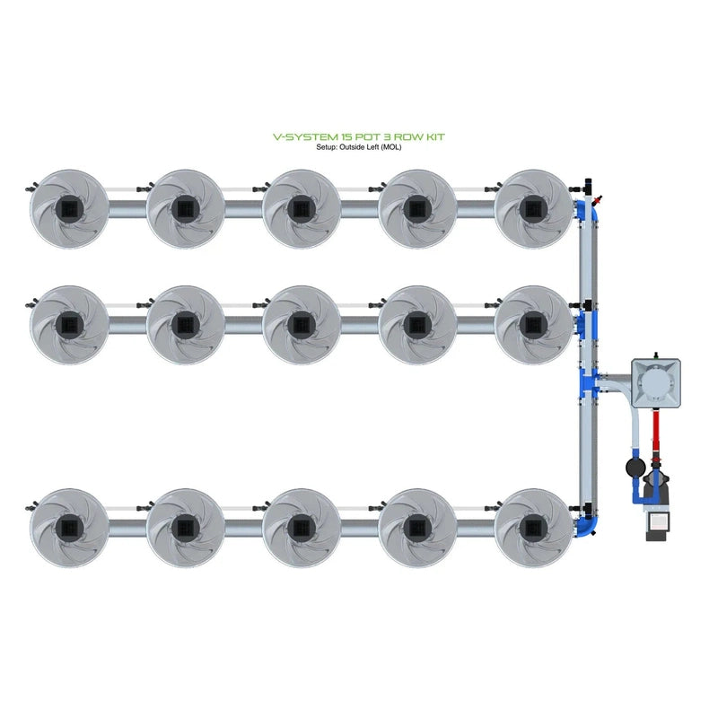 ALIEN North America ALIEN Hydroponics V-SYSTEM 15 Pot 3 Row Hydroponic Kit