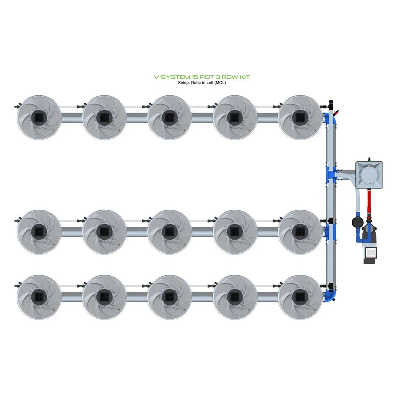 ALIEN North America ALIEN Hydroponics V-SYSTEM 15 Pot 3 Row Hydroponic Kit