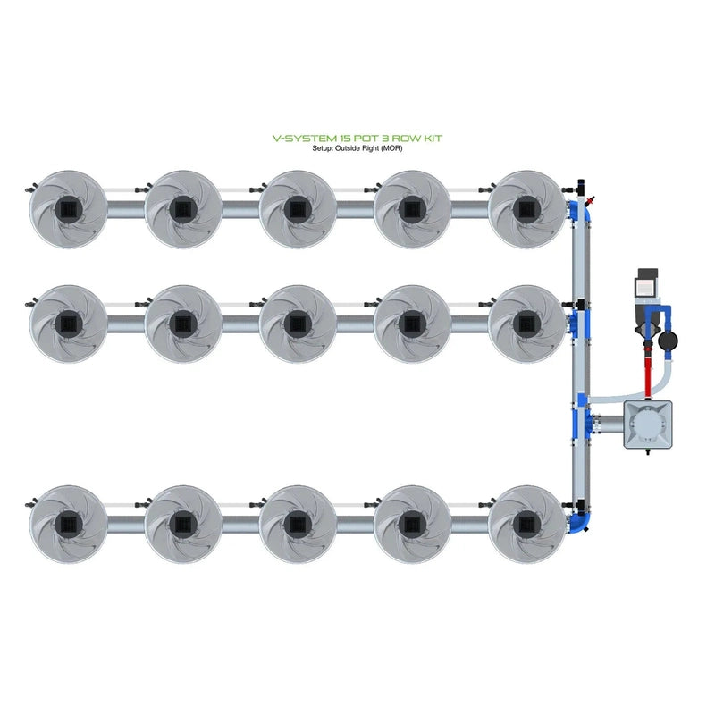 ALIEN North America ALIEN Hydroponics V-SYSTEM 15 Pot 3 Row Hydroponic Kit