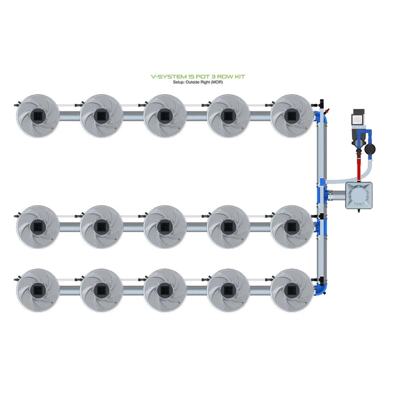 ALIEN North America ALIEN Hydroponics V-SYSTEM 15 Pot 3 Row Hydroponic Kit