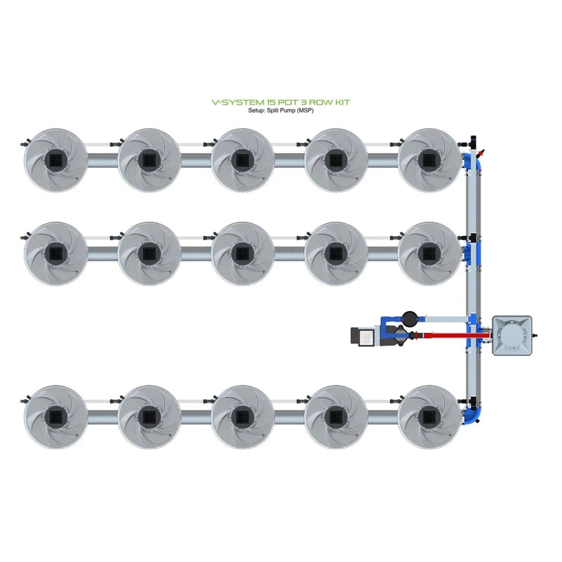 ALIEN North America ALIEN Hydroponics V-SYSTEM 15 Pot 3 Row Hydroponic Kit