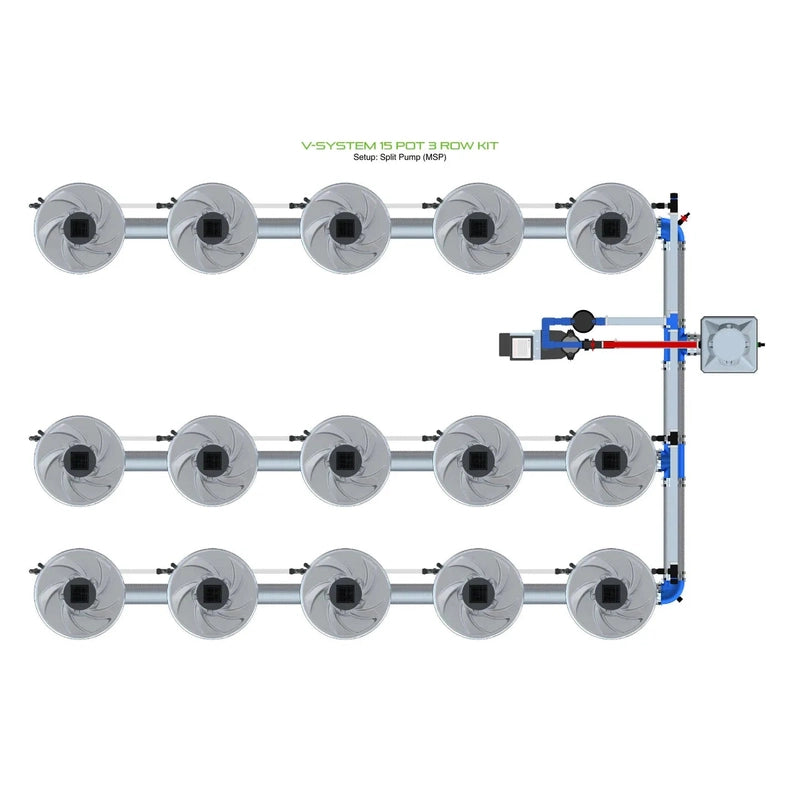 ALIEN North America ALIEN Hydroponics V-SYSTEM 15 Pot 3 Row Hydroponic Kit