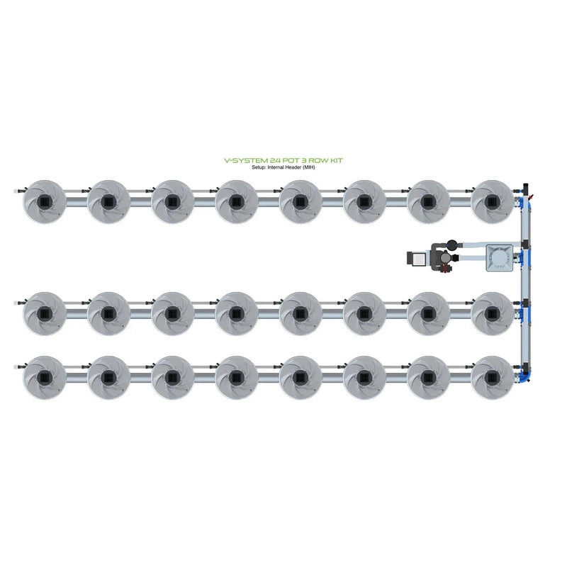 ALIEN North America ALIEN Hydroponics V-SYSTEM 24 Pot 3 Row Hydroponic Kit