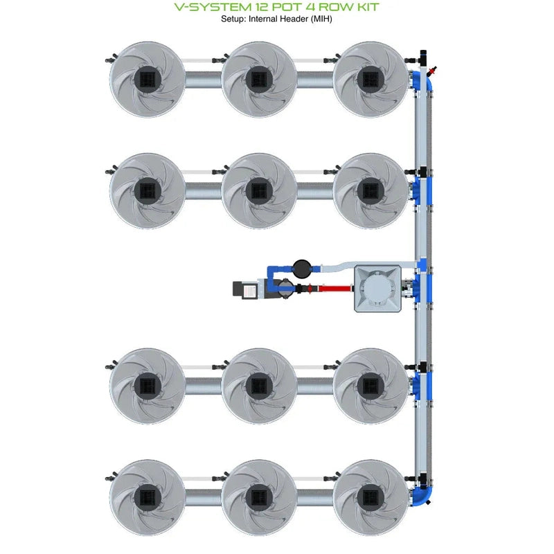 ALIEN North America ALIEN Hydroponics V-SYSTEM 12 Pot 4 Row Hydroponic Kit