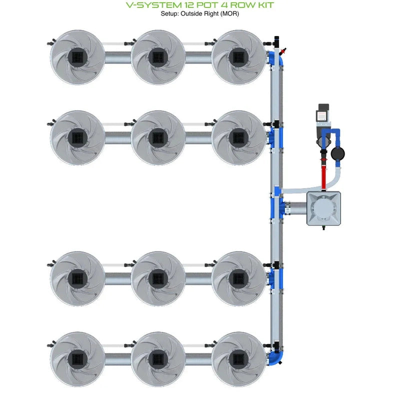 ALIEN North America ALIEN Hydroponics V-SYSTEM 12 Pot 4 Row Hydroponic Kit