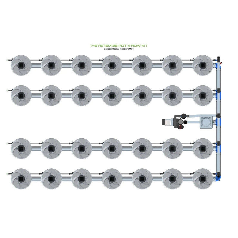 ALIEN North America ALIEN Hydroponics V-SYSTEM 28 Pot 4 Row Hydroponic Kit