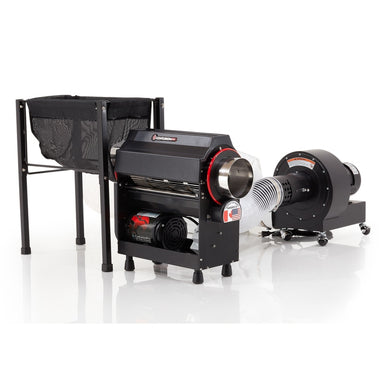 CenturionPro TableTop Wet & Dry Hybrid Trimmer with hopper, blower, and Collection system bag