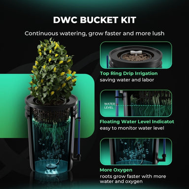 Mars Hydro 5-Gallon DWC Hydroponic System Kit with 2 Buckets (8-inch each) specifications