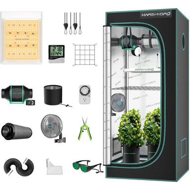 Mars Hydro TS 600 LED (24"x 24"x 55") Complete Grow Tent Kit 2x2 front view
