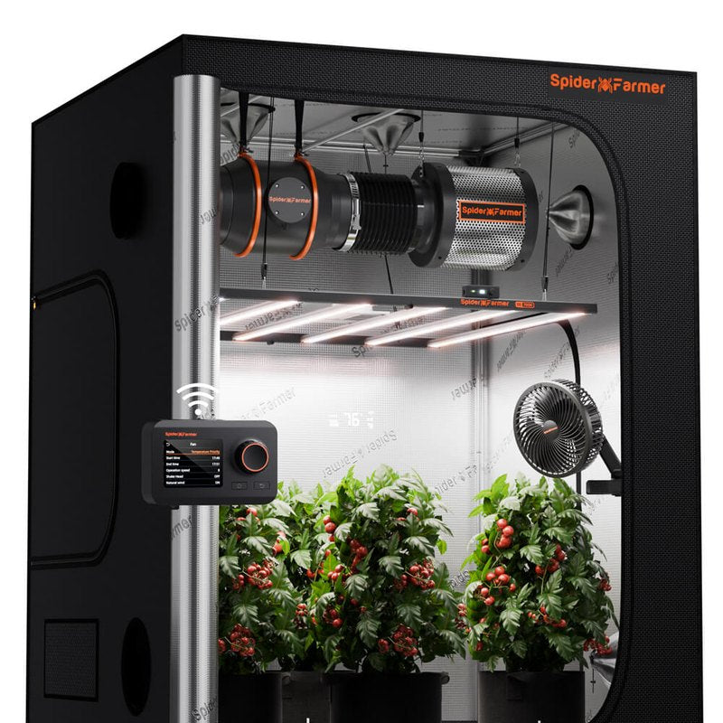 Spider Farmer 5'x5' Smart Grow Tent Kit – SE7000 EVO 730W LED, GGS Controller, 6" Ventilation, Clip Fan
