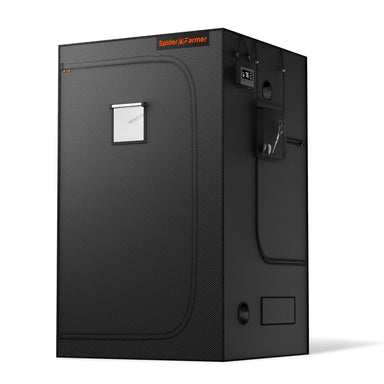 Spider Farmer® 4’x4’x6.5′ Grow Tent Black grow tent with Spider Farmer branding on a white background