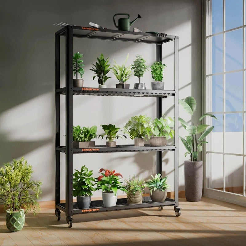 Spider Farmer 3 Tiers Metal Plant Stand with Plant Trays lifestyle #2