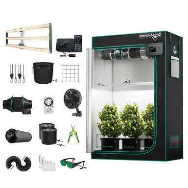 Mars Hydro FC4000 EVO Smart Grow Tent Kit – 320W LED & iControl Smart Controller, 2x4 Setup Complete indoor gardening kit with grow tent, lights, and accessories on a white background