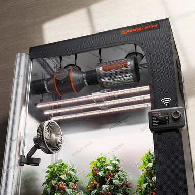 Spider Farmer indoor gardening system with plants underneath