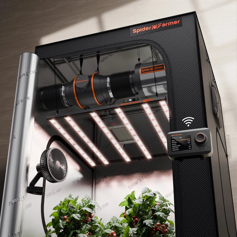 Spider Farmer G5000 4'x4' Smart Grow Tent Kit – 480W Full Spectrum LED, App-Controlled Ventilation, GGS Climate System