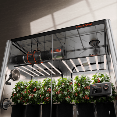 Spider Farmer 5'x10' Grow Tent Kit – Dual G8600 800W LEDs Gardening system with plants, lights, and control panel in a controlled environment.
