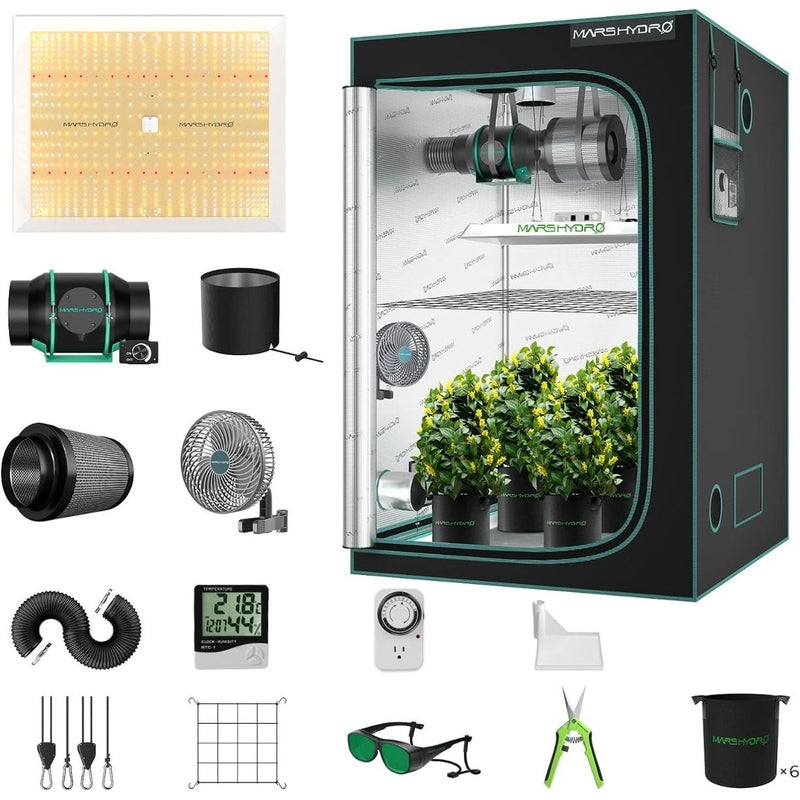 Mars Hydro TSW 2000 Grow Tent Kit – 300W LED, 4x4 Grow Tent, 6” Ventilation System with Speed Controller