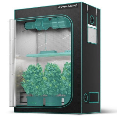 Mars Hydro 4x2 Grow Tent – 48x24x71 Hydroponic indoor grow tent with plants inside on a white background