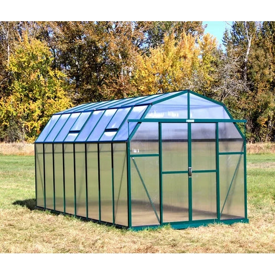 Grandio Elite Greenhouse 8x16 45 degree view in field 