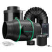 Mars Hydro iFresh 6" Inline Duct Fan & Carbon Filter Combo Black and green HVAC system with accessories on a white background