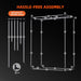 Spider Farmer 4’x2’x5’ Indoor Grow Tent Diagram of a tent assembly process with labeled parts on a black background.