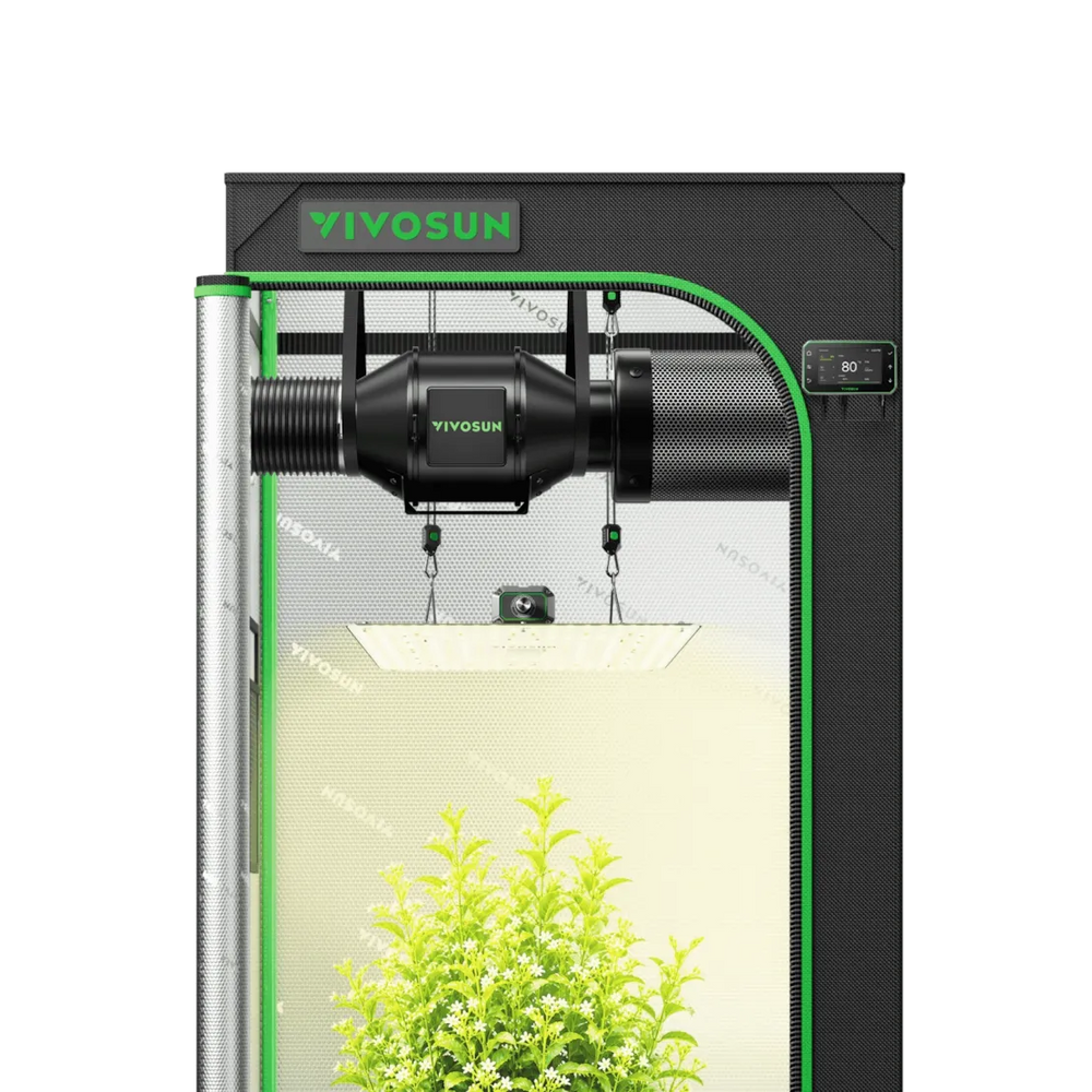 Vivosun 2.3x2.3 Smart Grow Tent Kit – 150W LumaLight & GrowHub E42A+ front view on white background 