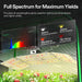 Vivosun 4x2 Smart Grow Tent Kit – 200W LumaLight & GrowHub E42A+ with two transparent display screens showing spectrum graphs and plant growth metrics, positioned above a greenhouse bed of tomato plants under white LED panels.