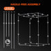 Spider Farmer® 5’x5’x6.5′ Grow Tent Diagram of a structure with assembly instructions and component list on a black background