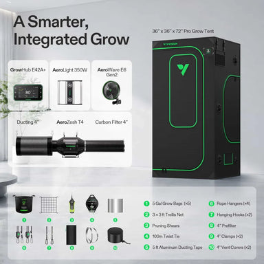 Vivosun 3x3 Smart Grow Tent Kit Pro complete system with AeroLight 350W, GrowHub E42A+, ventilation and grow accessories