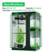 Vivosun 3x4 Smart 2-in-1 Grow Tent Kit – 200W AeroLight & E42A+ Control indoor gardening system with plants inside, showing size, capacity, and controllers on a white background.