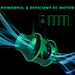 Mars Hydro iFresh 4" Inline Duct Fan EC motor with glowing effects and text 'Powerful & Efficient EC Motor' on a dark background