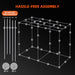 Spider Farmer® 8’x4’x6.5′ Grow Tent Diagram of a cube structure with assembly instructions on a black background