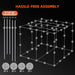 Spider Farmer® 8’x8’x6.5′ Grow Tent  Diagram of a cube structure with assembly instructions on a black background