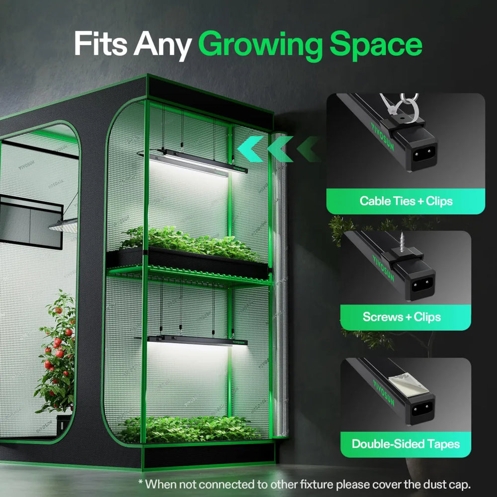 Vivosun 4x5 Smart 2-in-1 Grow Tent Kit – 400W LumaLight & E42A+ Control Green indoor gardening system with LED lights and accessories on a dark background