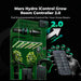Mars Hydro FC4800 480W 4x4 Smart Grow Tent Kit with iControl Mars Hydro iControl Grow Room Controller 2.0 shown with a transparent grow room setup, plants, airflow and pump controllers, a digital display, and a hand holding a smartphone app control screen on a black background.