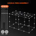 Spider Farmer 10’x5’x6.5′ Grow Tent Diagram of a cube structure with assembly instructions on a black background
