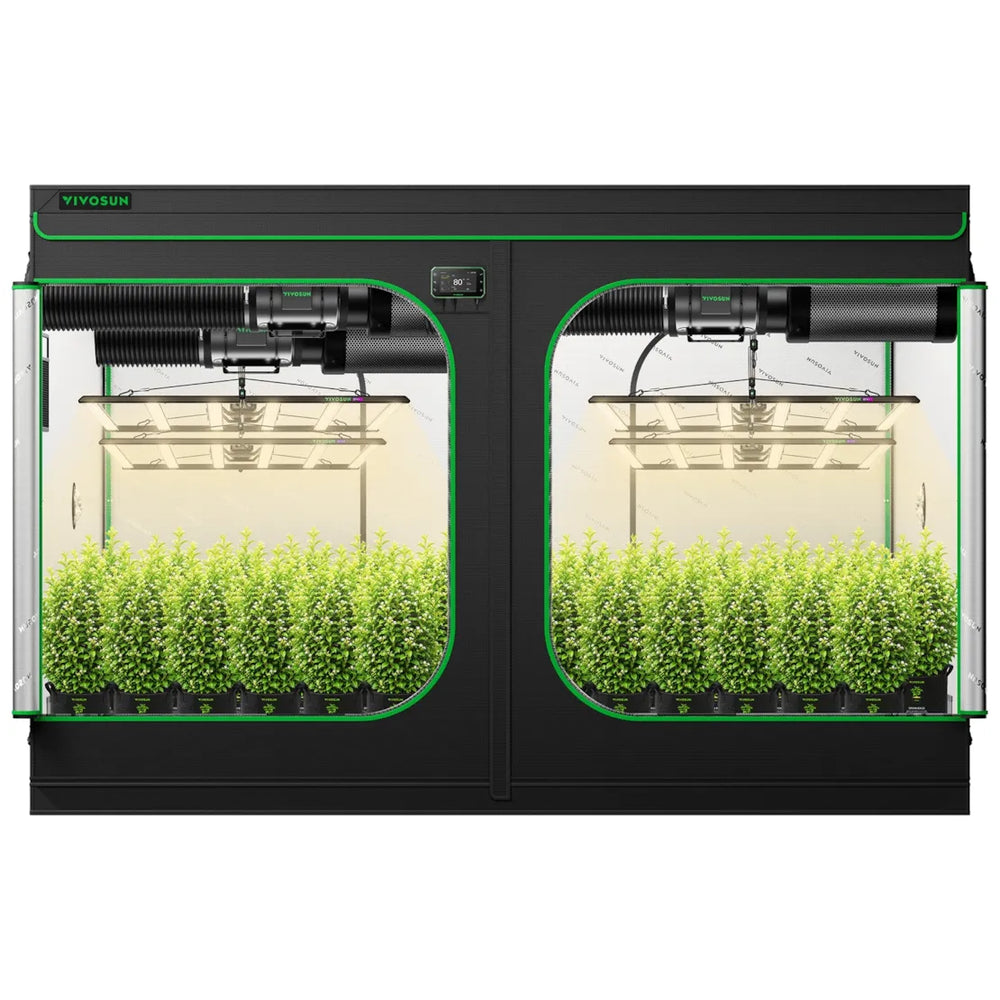 Vivosun 10x10 Smart Grow Tent Kit – 4x 750W LumaLight & GrowHub E42A+ front view on a white background 